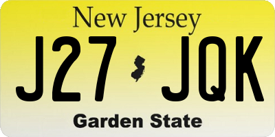 NJ license plate J27JQK