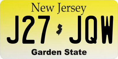 NJ license plate J27JQW