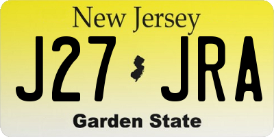 NJ license plate J27JRA