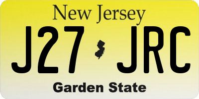 NJ license plate J27JRC