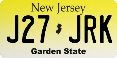 NJ license plate J27JRK