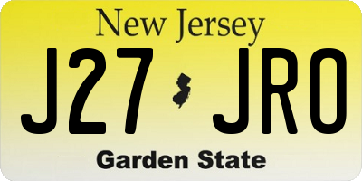 NJ license plate J27JRO