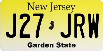 NJ license plate J27JRW