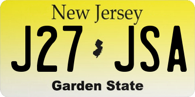 NJ license plate J27JSA