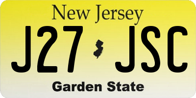 NJ license plate J27JSC