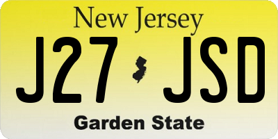NJ license plate J27JSD