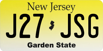 NJ license plate J27JSG