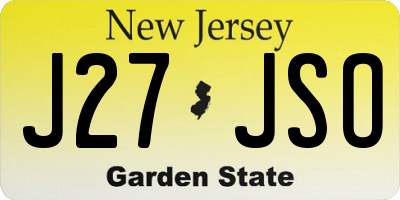 NJ license plate J27JSO