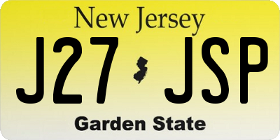 NJ license plate J27JSP