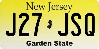NJ license plate J27JSQ