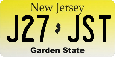 NJ license plate J27JST