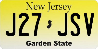 NJ license plate J27JSV