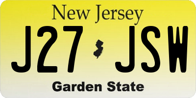 NJ license plate J27JSW
