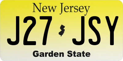 NJ license plate J27JSY