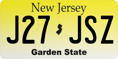 NJ license plate J27JSZ