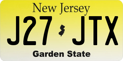 NJ license plate J27JTX