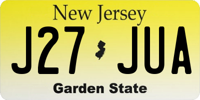 NJ license plate J27JUA