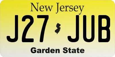 NJ license plate J27JUB