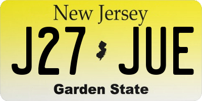 NJ license plate J27JUE
