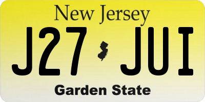 NJ license plate J27JUI