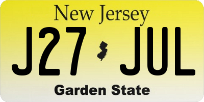 NJ license plate J27JUL
