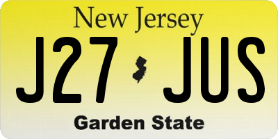 NJ license plate J27JUS