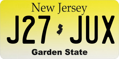 NJ license plate J27JUX