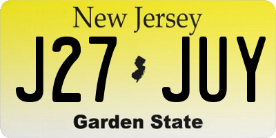 NJ license plate J27JUY