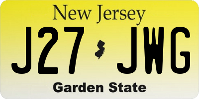 NJ license plate J27JWG