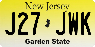 NJ license plate J27JWK