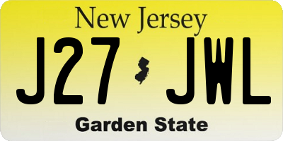 NJ license plate J27JWL
