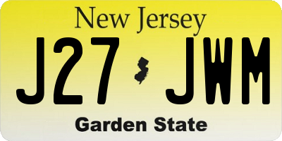 NJ license plate J27JWM