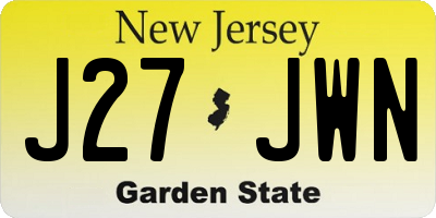 NJ license plate J27JWN