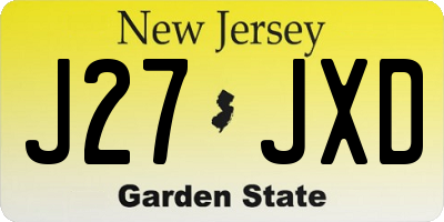 NJ license plate J27JXD