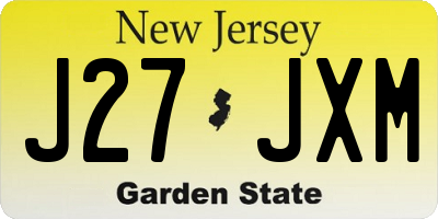 NJ license plate J27JXM