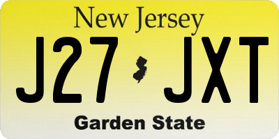 NJ license plate J27JXT