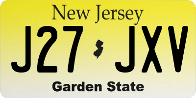 NJ license plate J27JXV
