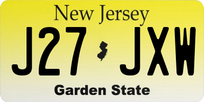 NJ license plate J27JXW