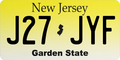 NJ license plate J27JYF