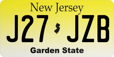 NJ license plate J27JZB