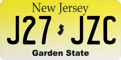 NJ license plate J27JZC