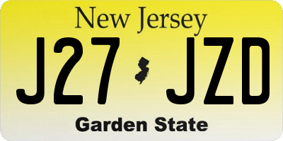 NJ license plate J27JZD