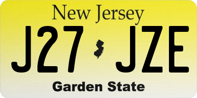 NJ license plate J27JZE
