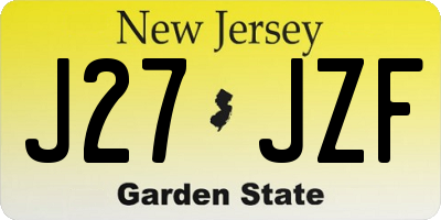 NJ license plate J27JZF