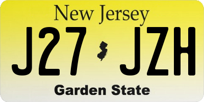 NJ license plate J27JZH