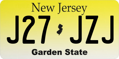 NJ license plate J27JZJ
