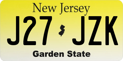 NJ license plate J27JZK