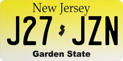 NJ license plate J27JZN