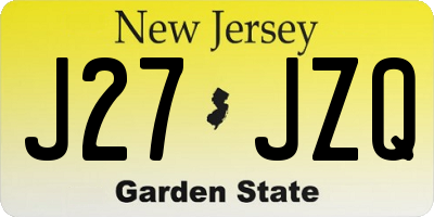 NJ license plate J27JZQ