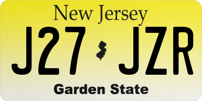 NJ license plate J27JZR